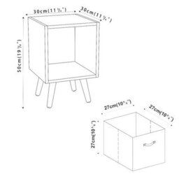 Urbn-Living Urbnliving 51Cm Height White Wooden Cube Storage Bookcase Pine Legs With Sky Blue Inserts - thumbnail 3