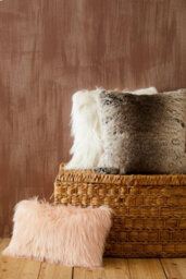 Orsina Bosie Mongolian Faux Fur Pink Rectangular Cushion - thumbnail 3