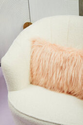 Orsina Bosie Mongolian Faux Fur Pink Rectangular Cushion - thumbnail 5