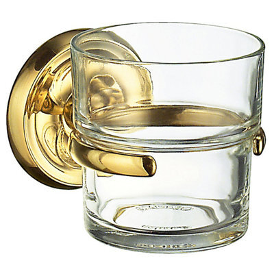 Smedbo Clear Glass Tumbler With Non Rust Brass Wall Mount Holder