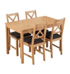 Hallowood Furniture Waverly Oak Dining Table (Tab1200) Set With 4 Small Cross Back Chairs (Charcoal Seat) - thumbnail 8