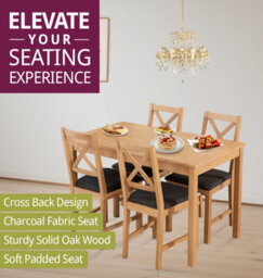 Hallowood Furniture Waverly Oak Dining Table (Tab1200) Set With 4 Small Cross Back Chairs (Charcoal Seat) - thumbnail 5
