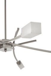 Orsina 5 Frosted Glass Shade Pendant Lamp, Silver Finish Iron Frame Light, Contemporary Luxe Ceiling Fixture - thumbnail 5