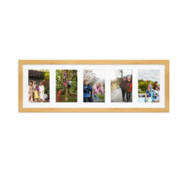 AK Frames 26X8 Light Oak Classic Multi Photo Frame With White Mount - Holds 5 Apertures (5X) 6X4 Photos
