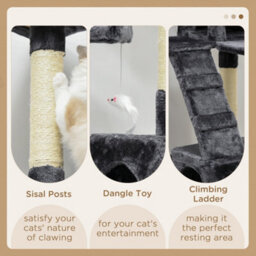 Pawhut 173Cm Cat Tower Scratching Post Activity Centre For Indoor Charcoal - thumbnail 5