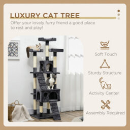 Pawhut 173Cm Cat Tower Scratching Post Activity Centre For Indoor Charcoal - thumbnail 4