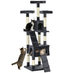 Pawhut 173Cm Cat Tower Scratching Post Activity Centre For Indoor Charcoal - thumbnail 2