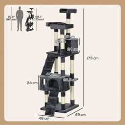 Pawhut 173Cm Cat Tower Scratching Post Activity Centre For Indoor Charcoal - thumbnail 3