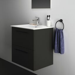 Ideal Standard I.life A Matt Carbon Grey Wood Effect Wall-Mounted Bathroom Vanity Unit (H) 630mm (W) 600mm - thumbnail 5