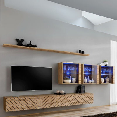 Switch Lamel Xvii Living Room Wall Unit Modern Furniture Set With Tv Cabinets Bookcases And Shelves Push To Open System Wotan - image 1