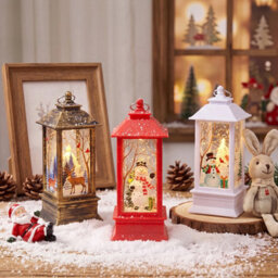 Living And Home Set Of 3 Christmas Lanterns Santa Reindeer Snowman Led Hanging Tabletop Decorations - thumbnail 3