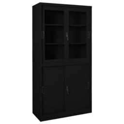 Vidaxl Office Cabinet With Sliding Door Black 90X40X180 Cm Steel