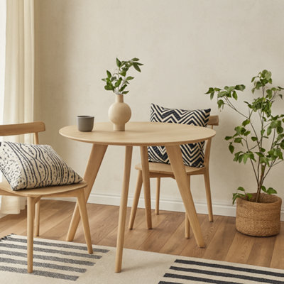 Wyld Haus Malmo Round Oak Dining Table White-Pigmented Veneer Seats 4 - image 1