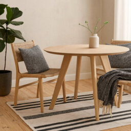 Wyld Haus Malmo Round Oak Dining Table White-Pigmented Veneer Seats 4 - thumbnail 2
