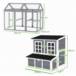 Pawhut 2-Piece Chicken Coop And Run Set, For 5-9 Chickens, Light Grey - thumbnail 3