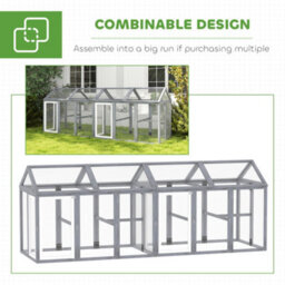 Pawhut 2-Piece Chicken Coop And Run Set, For 5-9 Chickens, Light Grey - thumbnail 7