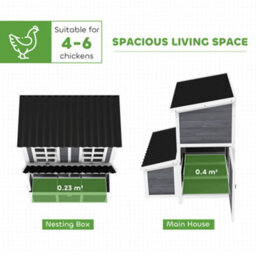 Pawhut 2-Piece Chicken Coop And Run Set, For 5-9 Chickens, Light Grey - thumbnail 4