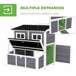 Pawhut 2-Piece Chicken Coop And Run Set, For 5-9 Chickens, Light Grey - thumbnail 8