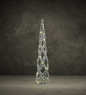 Urbn-Living Urbnliving 60Cm Led Light Up Christmas Tree Cone Pyramids Glitter Fairy Green And White Snow Colour - image 1