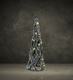 Urbn-Living Urbnliving 60Cm Led Light Up Christmas Tree Cone Pyramids Glitter Fairy Green And White Snow Colour - thumbnail 2