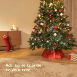 Christmas Village Diamond Glossy Christmas Tree Skirt - Red - thumbnail 3
