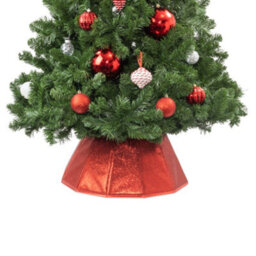 Christmas Village Diamond Glossy Christmas Tree Skirt - Red