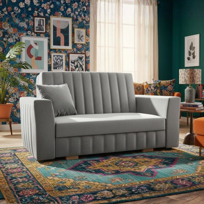Modern Armchair Sofa Bed With Storage Viva Glam Ii Light Grey - image 1