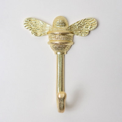 Brass Bee Coat Hook - Brass Finish - Iron - image 1