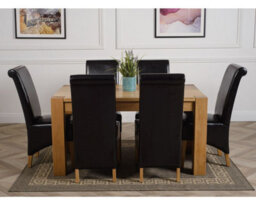 That's Furniture Kuba 150 X 85 Cm Chunky Medium Oak Dining Table And 6 Chairs Dining Set With Montana Black Leather Chairs - thumbnail 2