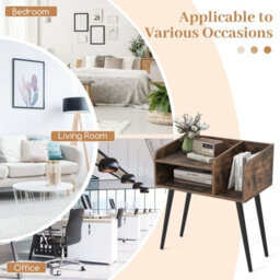 Gainoom Coffee Mid Century Modern Nightstand End Table With Open Shelves - thumbnail 3