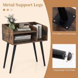 Gainoom Coffee Mid Century Modern Nightstand End Table With Open Shelves - thumbnail 5