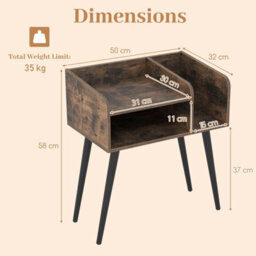 Gainoom Coffee Mid Century Modern Nightstand End Table With Open Shelves - thumbnail 2