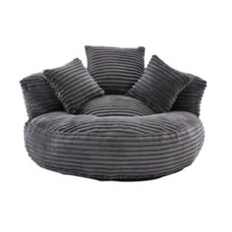 Abrihome Large Corduroy Bean Bag Chair For Adults And Kids With 3 Pillows And Armrest, Soft Lounge Seat, Dark Grey - thumbnail 9