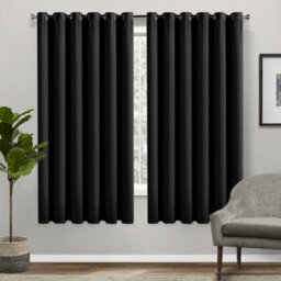 Bedlooms Black Thermal Insulated Blackout Window Eyelet Curtain (Pair) 66 X 54 Inches With Tie Backs Two - thumbnail 9