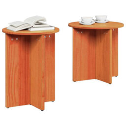 Berkfield Coffee Table 2 Pcs Brown Solid Pine Wood - thumbnail 3