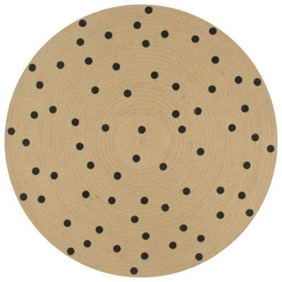 Berkfield Handmade Rug Jute With Print Polka Dot 90 Cm