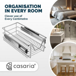 Casaria 4X Pull Out Telescopic Kitchen Drawer, For 30Cm Units - 26Cm Internal Cabinet Dimensions, Chrome-Plated, 20Kg Load - thumbnail 5