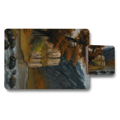 Benjamin Tate Design Artisan Print Collection Placemats And Coasters Set Of 12 Walnut Wood Base Limited Edition - image 1