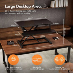 Electric Standing Desk Converter, Height Adjustable Two Tier Workstation - thumbnail 3