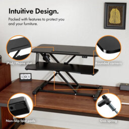 Electric Standing Desk Converter, Height Adjustable Two Tier Workstation - thumbnail 5