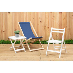 Orsina Blue Deck Chair, Water-Resistant Small Outdoor Deck Chair, Built Last Lawn Chair, Foldable Wooden Deck Chair - thumbnail 9