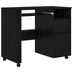 Berkfield Black Oak Computer Desk Black Oak Engineered Wood, Metal Medium - thumbnail 2