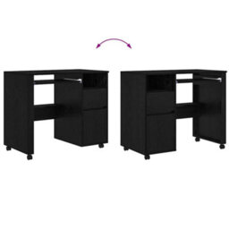 Berkfield Black Oak Computer Desk Black Oak Engineered Wood, Metal Medium - thumbnail 9