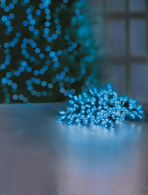 Premier Decorations Limited 200 Battery Operated Led Timelights Blue Multi-Action - image 1