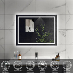 Sline 1000X700mm Bathroom Led Mirror With Cold White Light,touch Control,memory Function,demister Pad,horizontal/vertical - thumbnail 2
