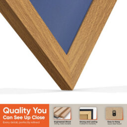"16X16"" Oak Sleek Vinyl Record Frame With Blue Mount For 12 Inch Lp Disc - Ak Frames" - thumbnail 3