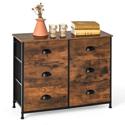 Brown 6-Drawer 2-Tier Fabric Storage Chest - image 1