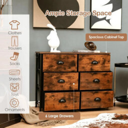 Brown 6-Drawer 2-Tier Fabric Storage Chest - thumbnail 3