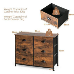 Brown 6-Drawer 2-Tier Fabric Storage Chest - thumbnail 2