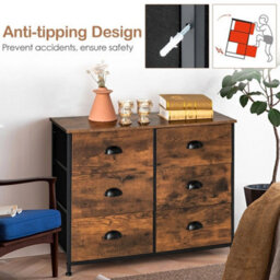 Brown 6-Drawer 2-Tier Fabric Storage Chest - thumbnail 4
